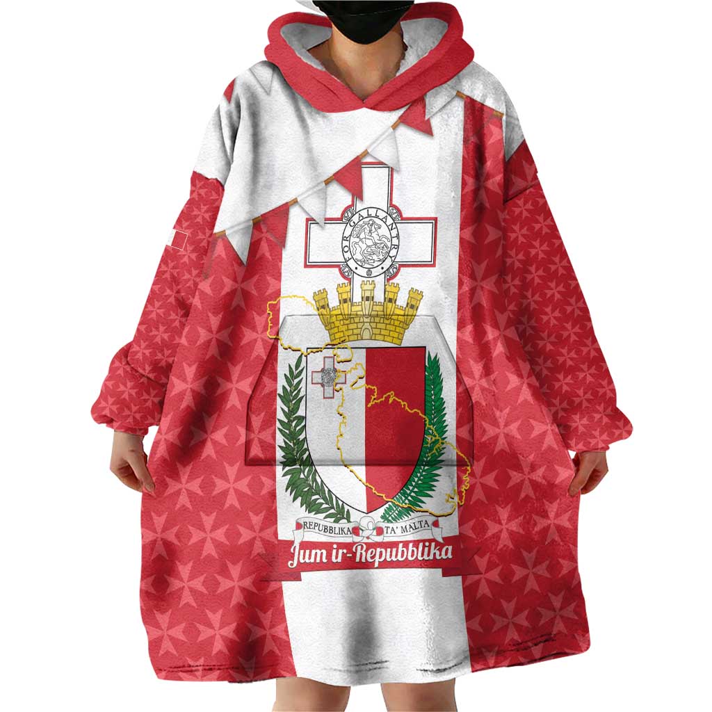 Malta Republic Day Wearable Blanket Hoodie Jum ir-Repubblika Maltese Cross - Wonder Print Shop