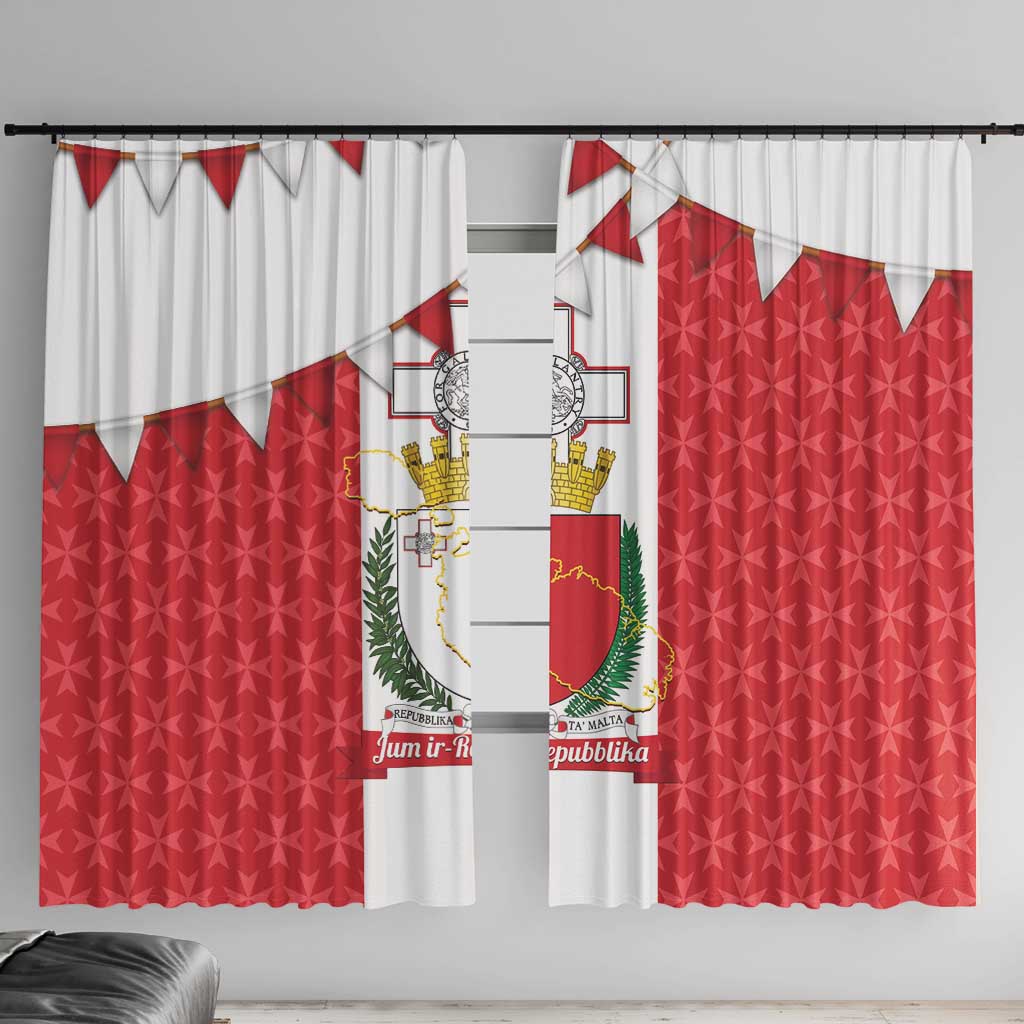 Malta Republic Day Window Curtain Jum ir-Repubblika Maltese Cross - Wonder Print Shop