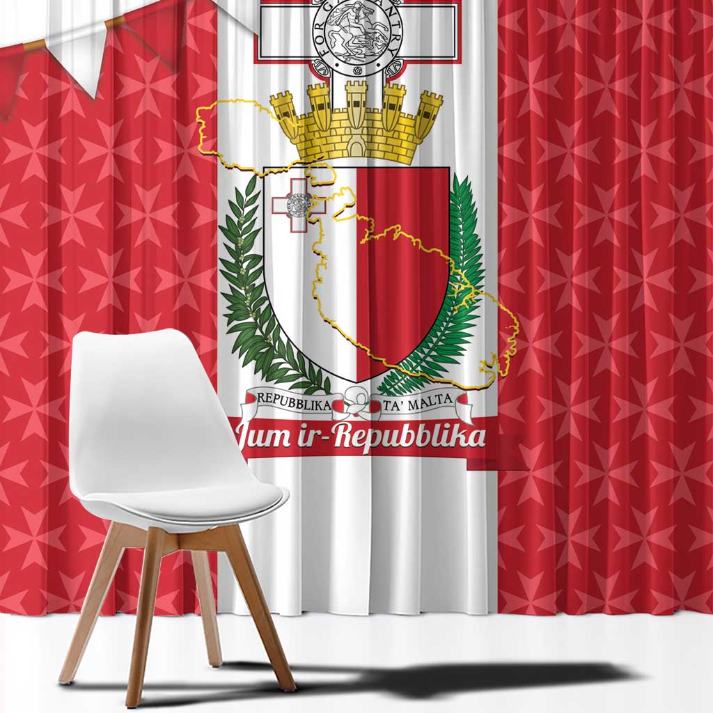 Malta Republic Day Window Curtain Jum ir-Repubblika Maltese Cross - Wonder Print Shop
