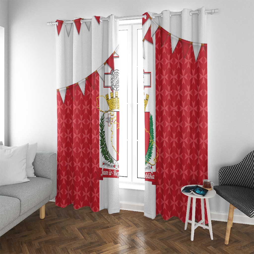 Malta Republic Day Window Curtain Jum ir-Repubblika Maltese Cross - Wonder Print Shop