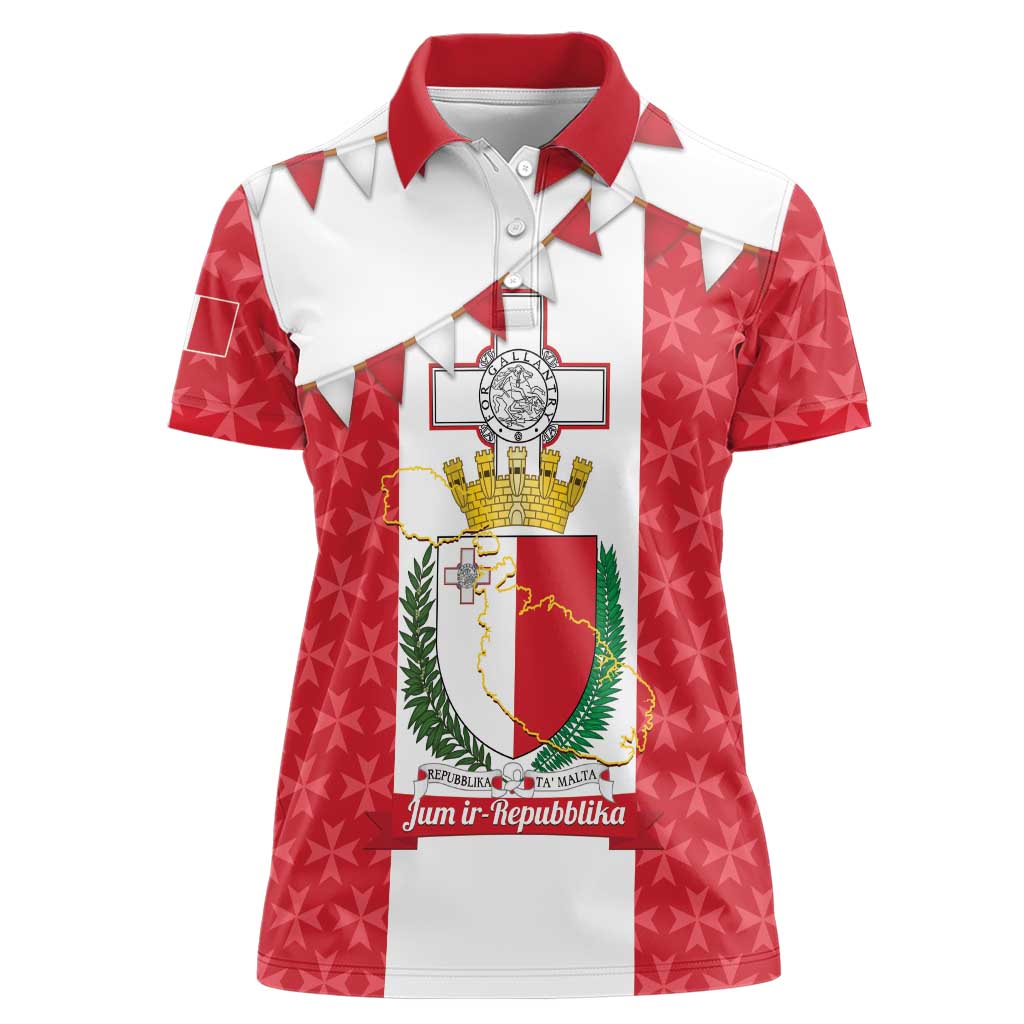 Malta Republic Day Women Polo Shirt Jum ir-Repubblika Maltese Cross - Wonder Print Shop