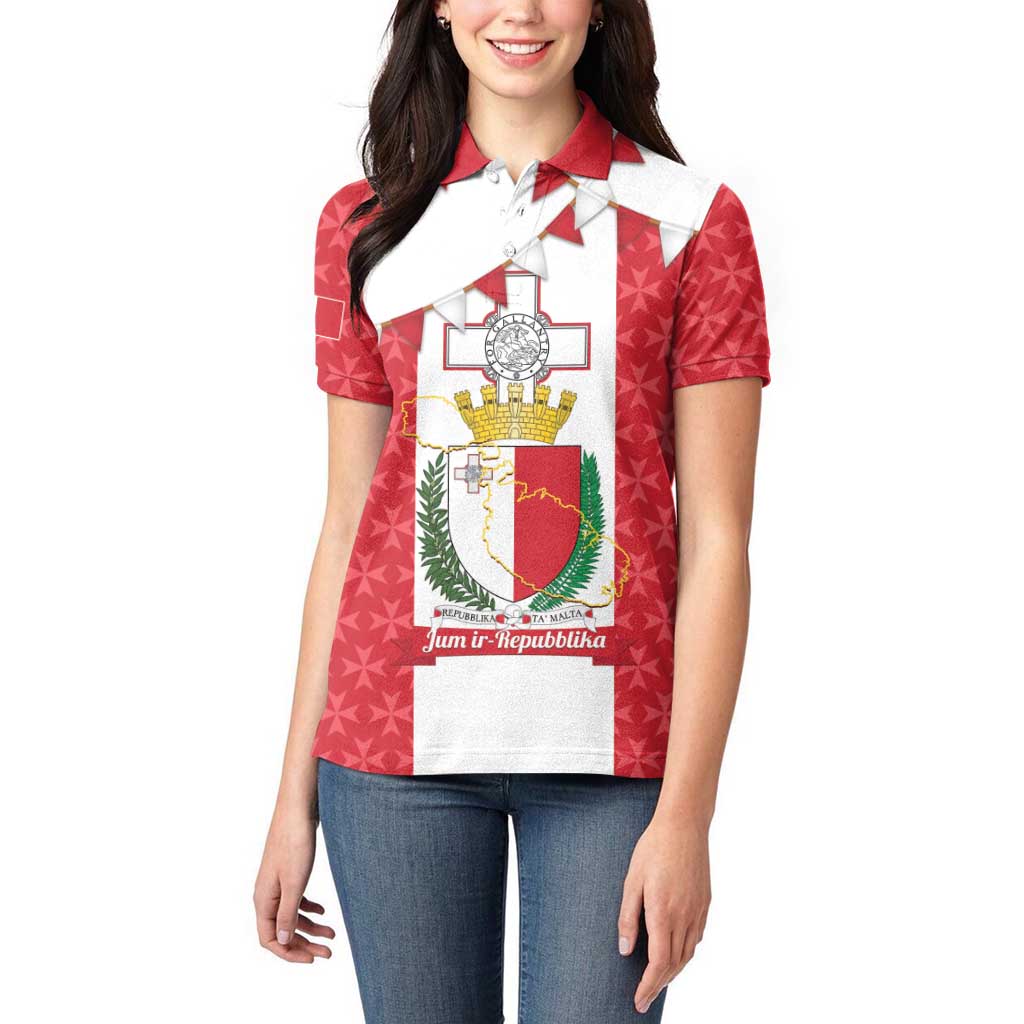 Malta Republic Day Women Polo Shirt Jum ir-Repubblika Maltese Cross - Wonder Print Shop