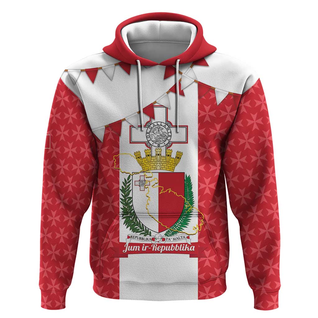 Malta Republic Day Zip Hoodie Jum ir-Repubblika Maltese Cross - Wonder Print Shop