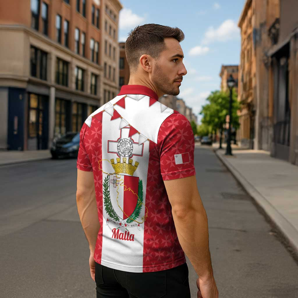 Malta Republic Day Zipper Polo Shirt Jum ir-Repubblika Maltese Cross - Wonder Print Shop