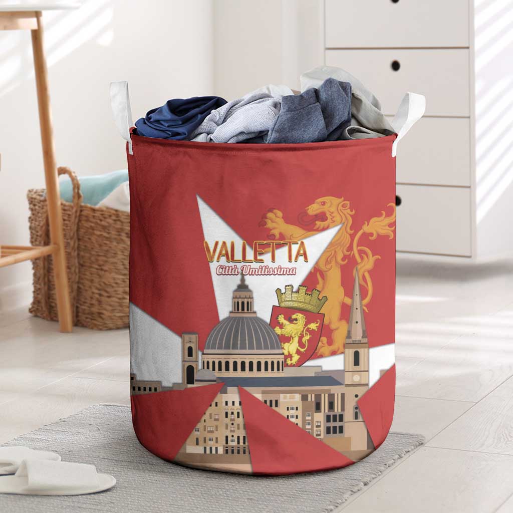 Valletta Malta Laundry Basket Maltese Cross Citta Umilissima - Wonder Print Shop