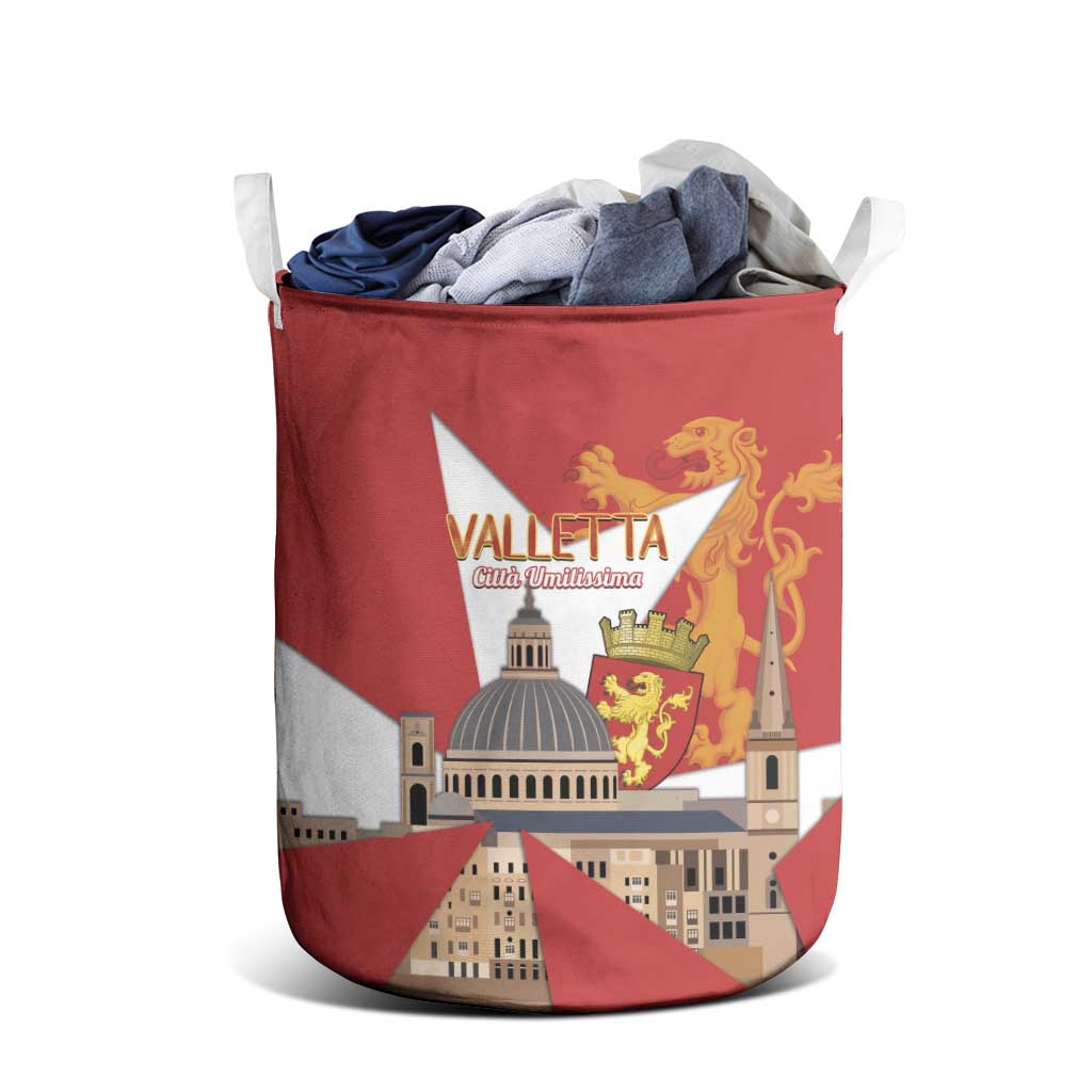 Valletta Malta Laundry Basket Maltese Cross Citta Umilissima - Wonder Print Shop