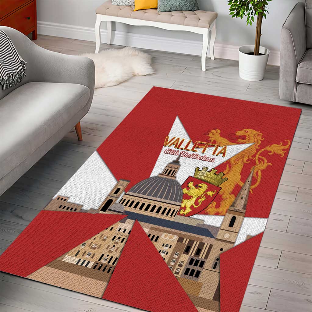 Valletta Malta Area Rug Maltese Cross Citta Umilissima - Wonder Print Shop