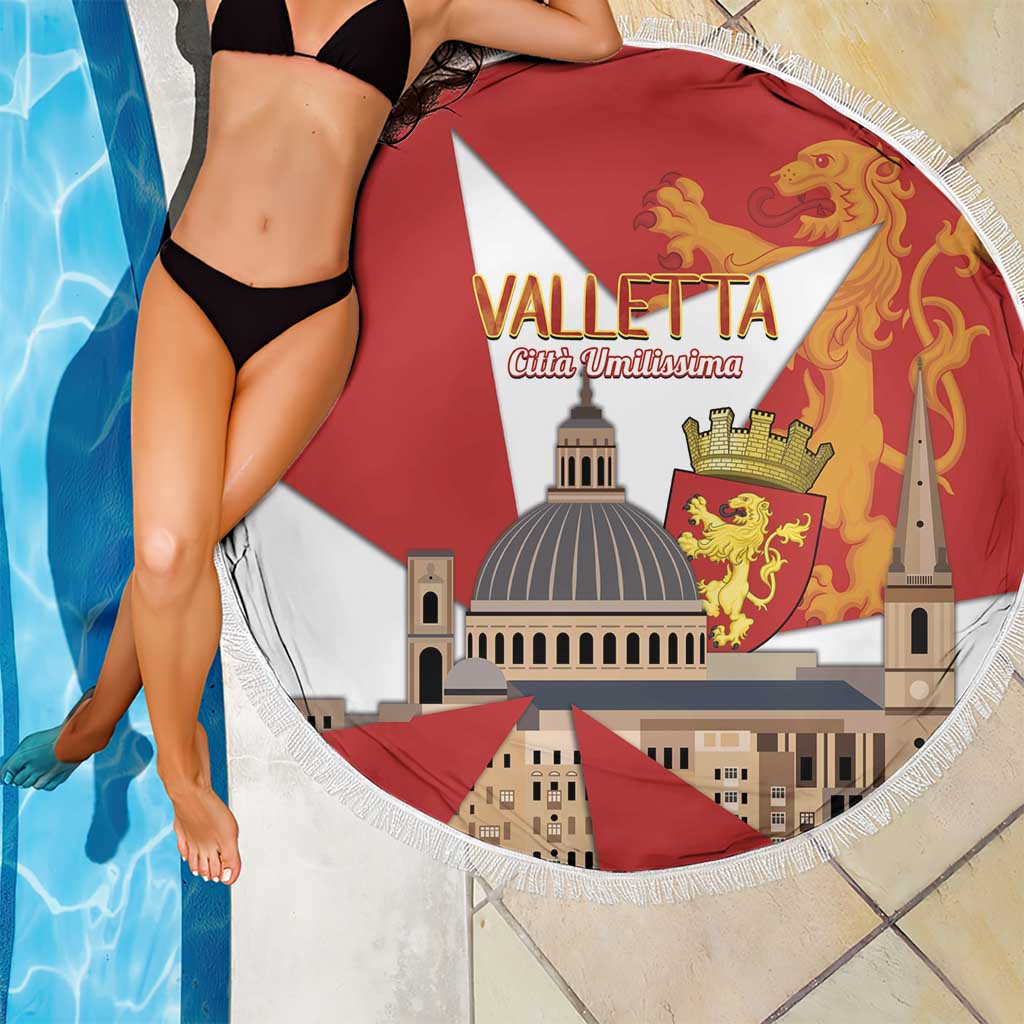 Valletta Malta Beach Blanket Maltese Cross Citta Umilissima - Wonder Print Shop