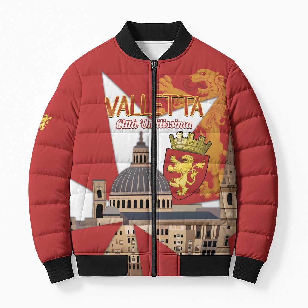 Valletta Malta Bomber Puffer Jacket Maltese Cross Citta Umilissima - Wonder Print Shop