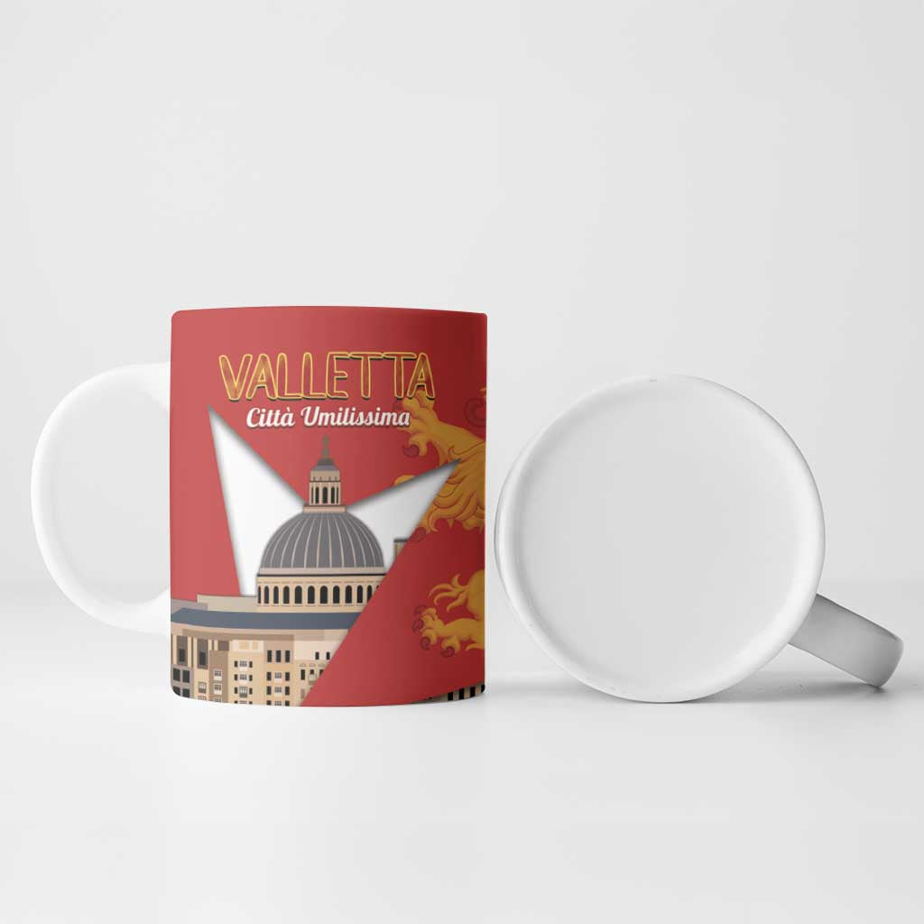 Valletta Malta Ceramic Mug Maltese Cross Citta Umilissima - Wonder Print Shop