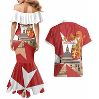 Valletta Malta Couples Matching Mermaid Dress and Hawaiian Shirt Maltese Cross Citta Umilissima - Wonder Print Shop