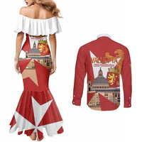 Valletta Malta Couples Matching Mermaid Dress and Long Sleeve Button Shirt Maltese Cross Citta Umilissima - Wonder Print Shop