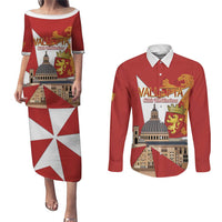 Valletta Malta Couples Matching Puletasi and Long Sleeve Button Shirt Maltese Cross Citta Umilissima - Wonder Print Shop