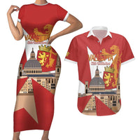 Valletta Malta Couples Matching Short Sleeve Bodycon Dress and Hawaiian Shirt Maltese Cross Citta Umilissima - Wonder Print Shop