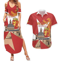 Valletta Malta Couples Matching Summer Maxi Dress and Hawaiian Shirt Maltese Cross Citta Umilissima - Wonder Print Shop