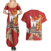 Valletta Malta Couples Matching Summer Maxi Dress and Hawaiian Shirt Maltese Cross Citta Umilissima - Wonder Print Shop