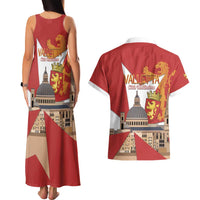 Valletta Malta Couples Matching Tank Maxi Dress and Hawaiian Shirt Maltese Cross Citta Umilissima - Wonder Print Shop
