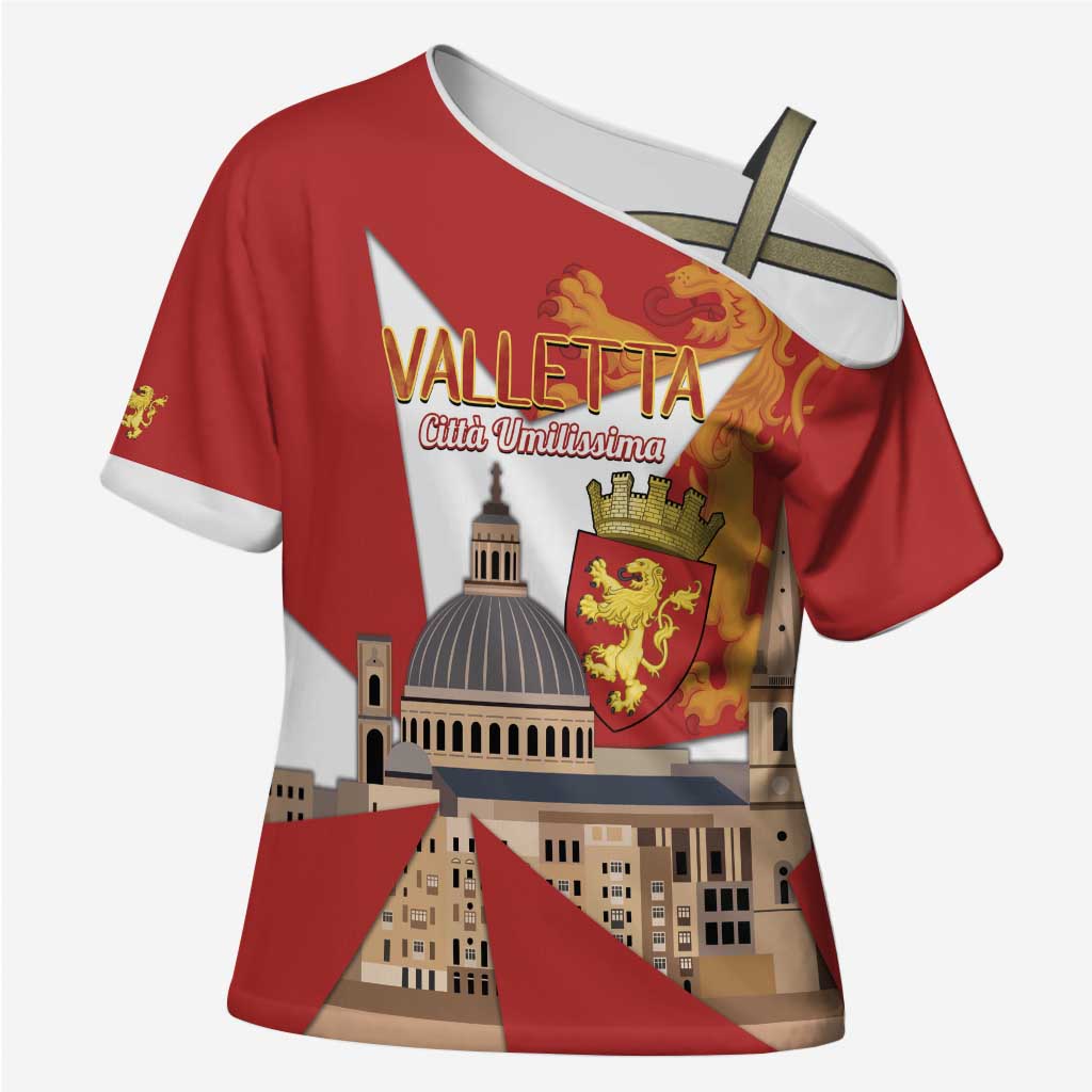 Valletta Malta Cross Shoulder Shirt Maltese Cross Citta Umilissima - Wonder Print Shop