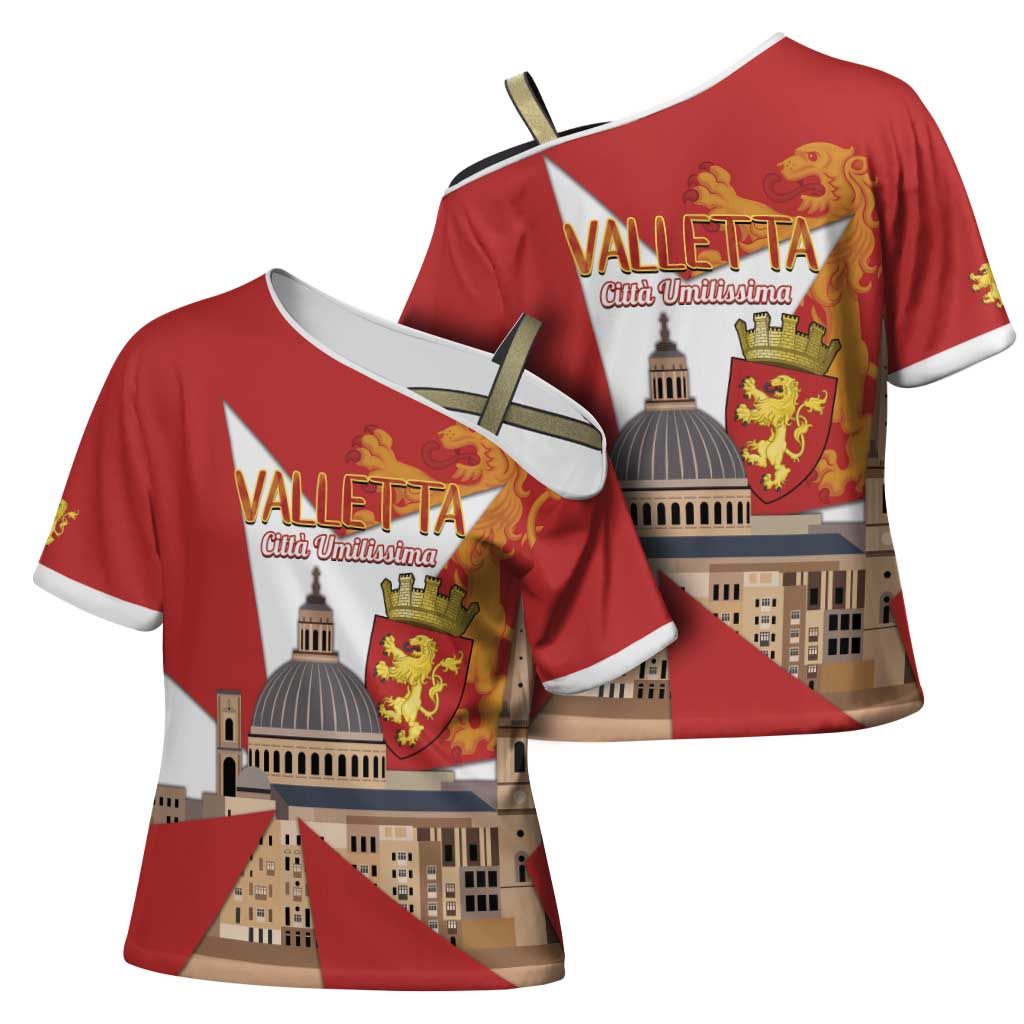 Valletta Malta Cross Shoulder Shirt Maltese Cross Citta Umilissima - Wonder Print Shop
