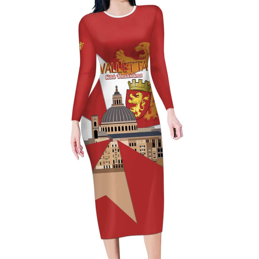 Valletta Malta Family Matching Long Sleeve Bodycon Dress and Hawaiian Shirt Maltese Cross Citta Umilissima - Wonder Print Shop