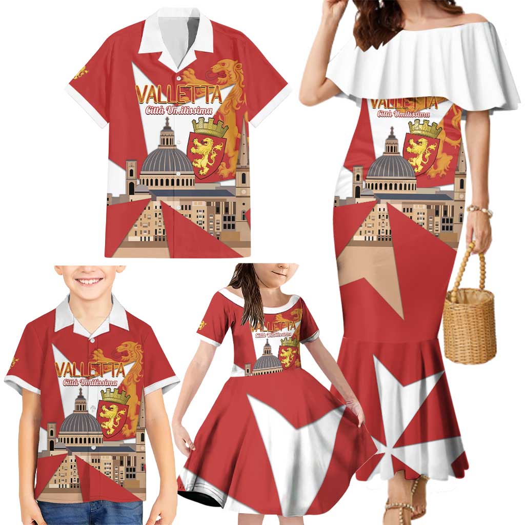Valletta Malta Family Matching Mermaid Dress and Hawaiian Shirt Maltese Cross Citta Umilissima - Wonder Print Shop