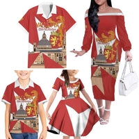Valletta Malta Family Matching Off The Shoulder Long Sleeve Dress and Hawaiian Shirt Maltese Cross Citta Umilissima - Wonder Print Shop