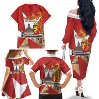 Valletta Malta Family Matching Off The Shoulder Long Sleeve Dress and Hawaiian Shirt Maltese Cross Citta Umilissima - Wonder Print Shop