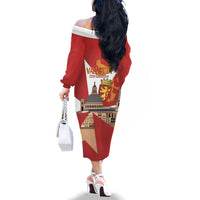 Valletta Malta Family Matching Off The Shoulder Long Sleeve Dress and Hawaiian Shirt Maltese Cross Citta Umilissima - Wonder Print Shop