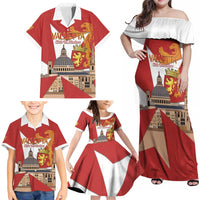 Valletta Malta Family Matching Off Shoulder Maxi Dress and Hawaiian Shirt Maltese Cross Citta Umilissima - Wonder Print Shop