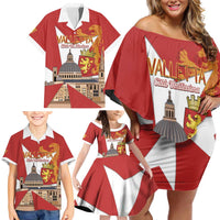 Valletta Malta Family Matching Off Shoulder Short Dress and Hawaiian Shirt Maltese Cross Citta Umilissima - Wonder Print Shop