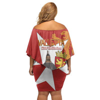 Valletta Malta Family Matching Off Shoulder Short Dress and Hawaiian Shirt Maltese Cross Citta Umilissima - Wonder Print Shop