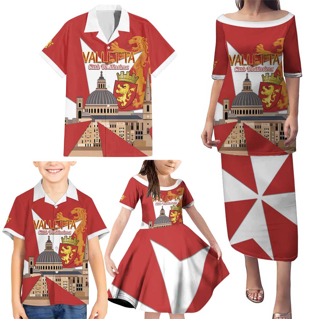 Valletta Malta Family Matching Puletasi and Hawaiian Shirt Maltese Cross Citta Umilissima - Wonder Print Shop