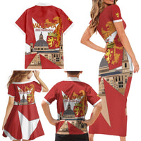 Valletta Malta Family Matching Short Sleeve Bodycon Dress and Hawaiian Shirt Maltese Cross Citta Umilissima - Wonder Print Shop