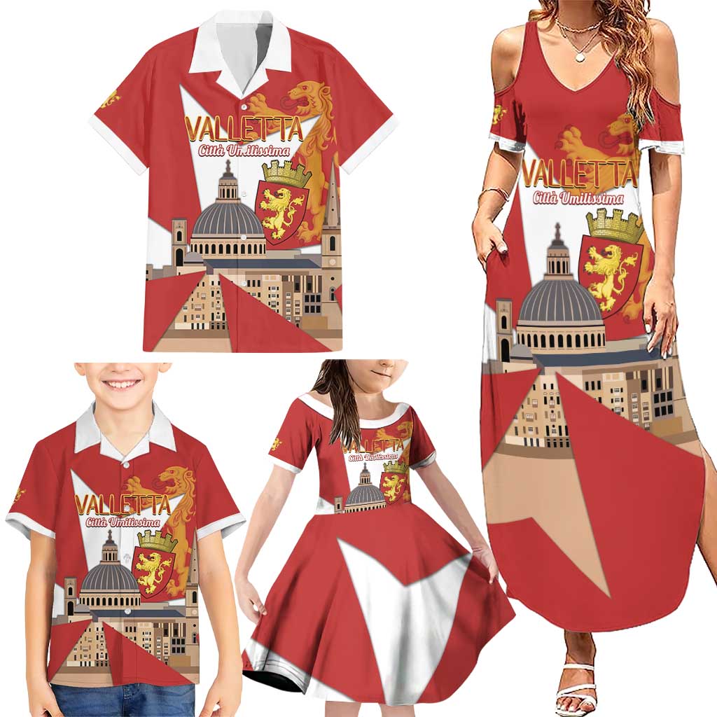 Valletta Malta Family Matching Summer Maxi Dress and Hawaiian Shirt Maltese Cross Citta Umilissima - Wonder Print Shop