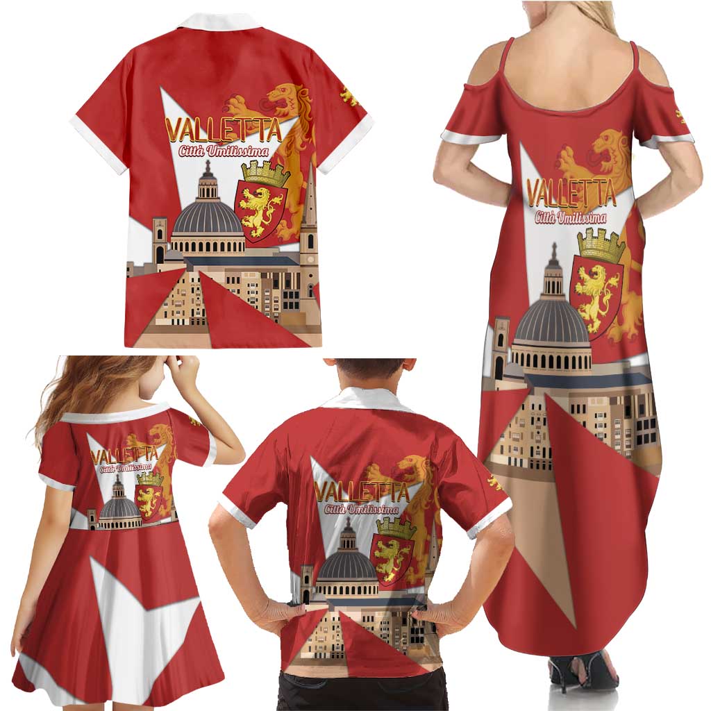 Valletta Malta Family Matching Summer Maxi Dress and Hawaiian Shirt Maltese Cross Citta Umilissima - Wonder Print Shop