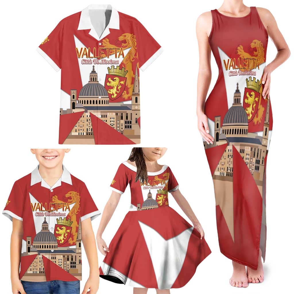 Valletta Malta Family Matching Tank Maxi Dress and Hawaiian Shirt Maltese Cross Citta Umilissima - Wonder Print Shop