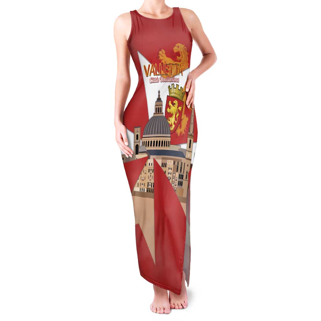 Valletta Malta Family Matching Tank Maxi Dress and Hawaiian Shirt Maltese Cross Citta Umilissima - Wonder Print Shop
