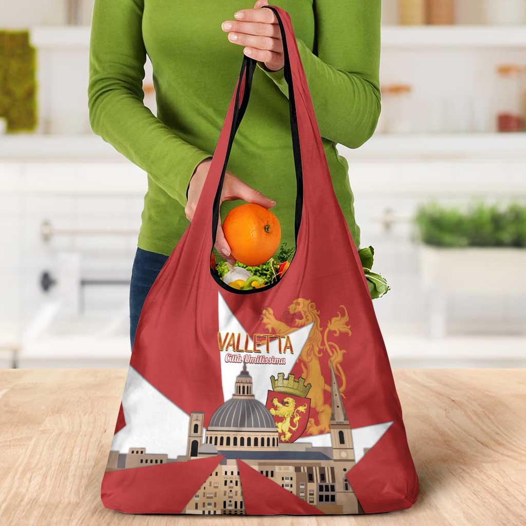 Valletta Malta Grocery Bag Maltese Cross Citta Umilissima - Wonder Print Shop