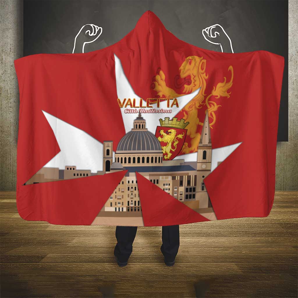 Valletta Malta Hooded Blanket Maltese Cross Citta Umilissima - Wonder Print Shop
