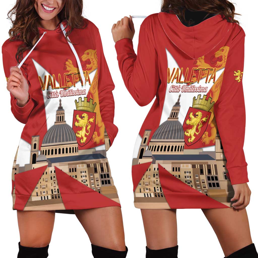 Valletta Malta Hoodie Dress Maltese Cross Citta Umilissima - Wonder Print Shop