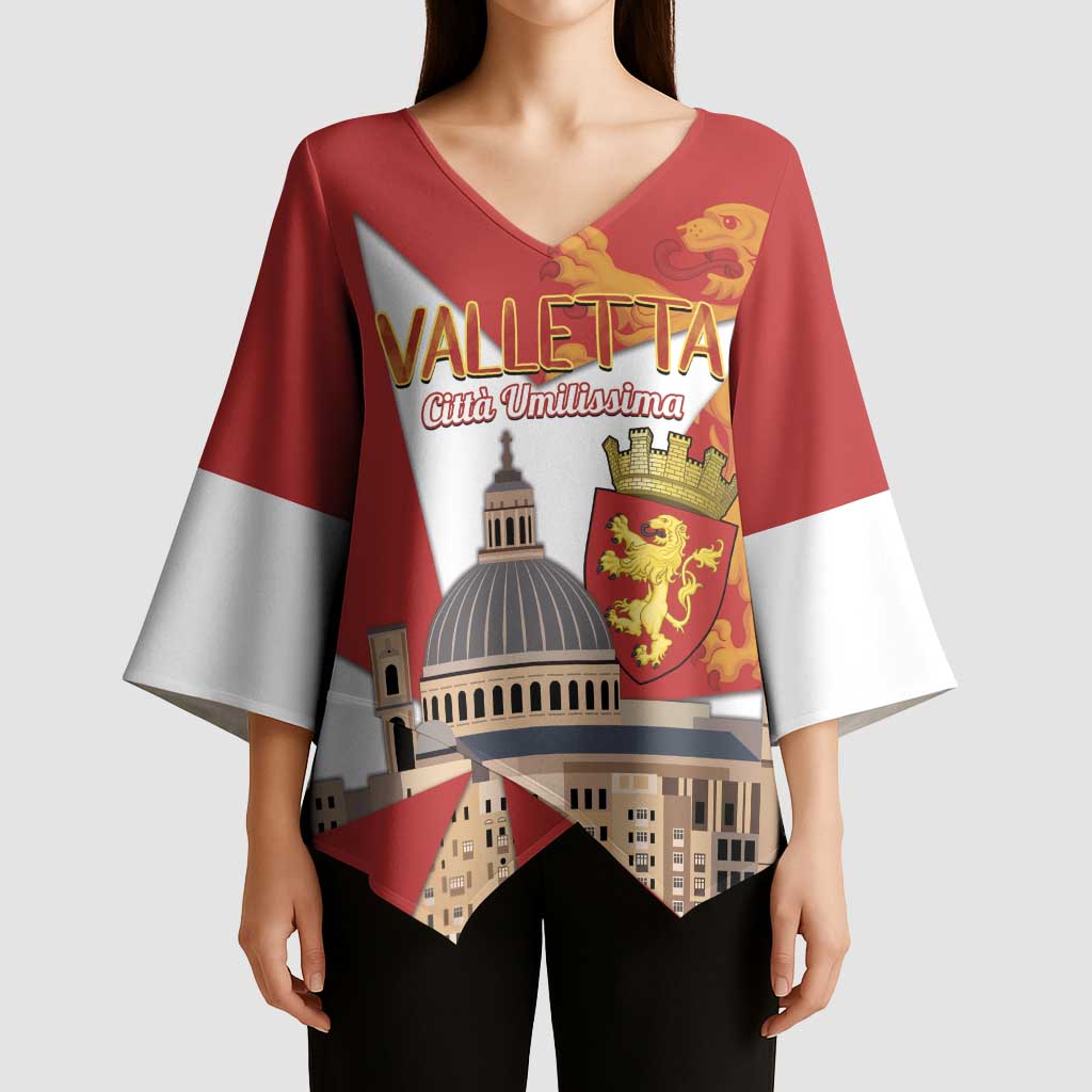 Valletta Malta Kimono Sleeve Blouse Maltese Cross Citta Umilissima - Wonder Print Shop