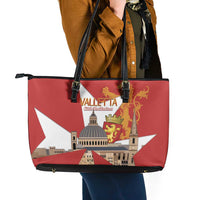 Valletta Malta Leather Tote Bag Maltese Cross Citta Umilissima - Wonder Print Shop