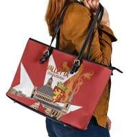 Valletta Malta Leather Tote Bag Maltese Cross Citta Umilissima - Wonder Print Shop
