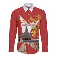 Valletta Malta Long Sleeve Button Shirt Maltese Cross Citta Umilissima - Wonder Print Shop