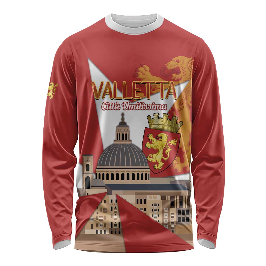 Valletta Malta Long Sleeve Shirt Maltese Cross Citta Umilissima - Wonder Print Shop