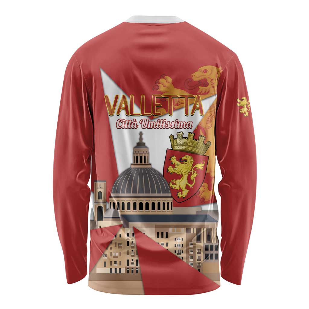 Valletta Malta Long Sleeve Shirt Maltese Cross Citta Umilissima - Wonder Print Shop