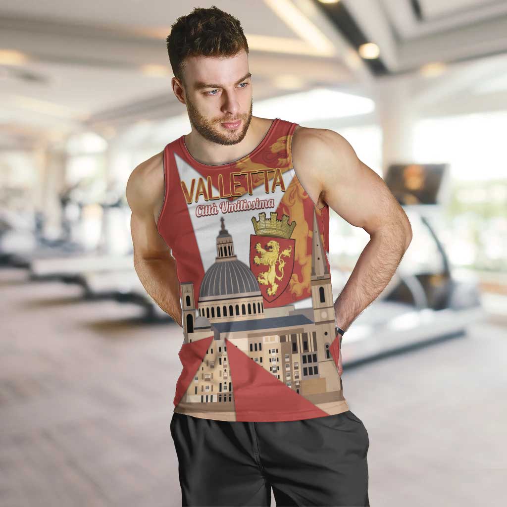 Valletta Malta Men Tank Top Maltese Cross Citta Umilissima - Wonder Print Shop
