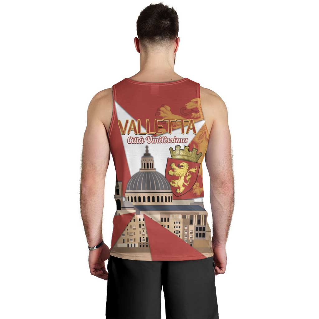 Valletta Malta Men Tank Top Maltese Cross Citta Umilissima - Wonder Print Shop