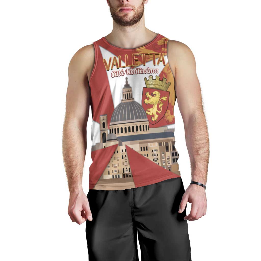 Valletta Malta Men Tank Top Maltese Cross Citta Umilissima - Wonder Print Shop