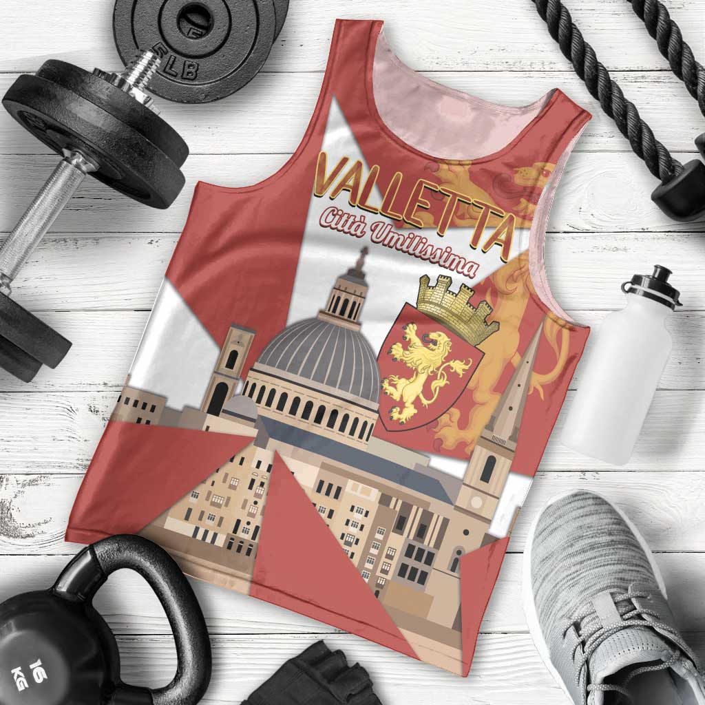 Valletta Malta Men Tank Top Maltese Cross Citta Umilissima - Wonder Print Shop